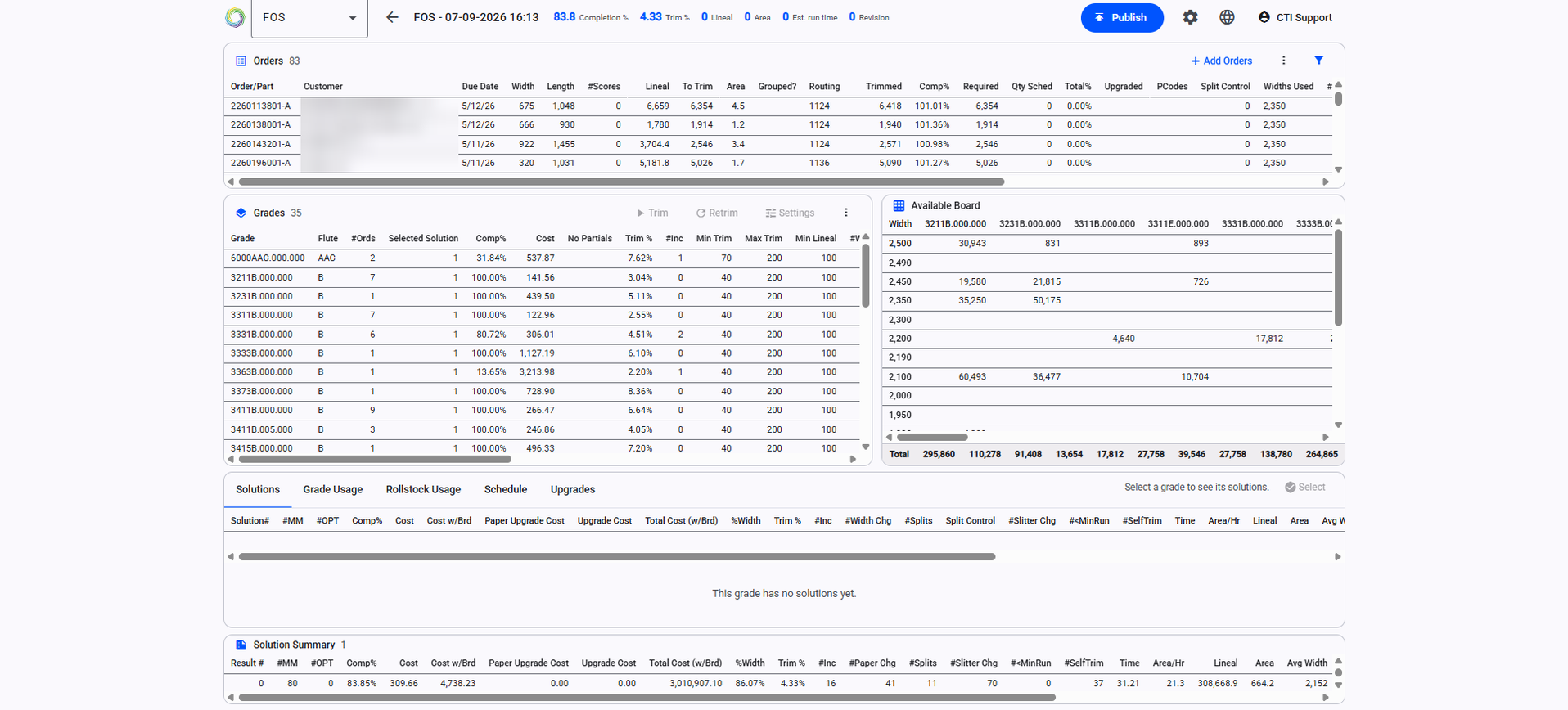 CorrTrim Web optimizes trim against a full cost model