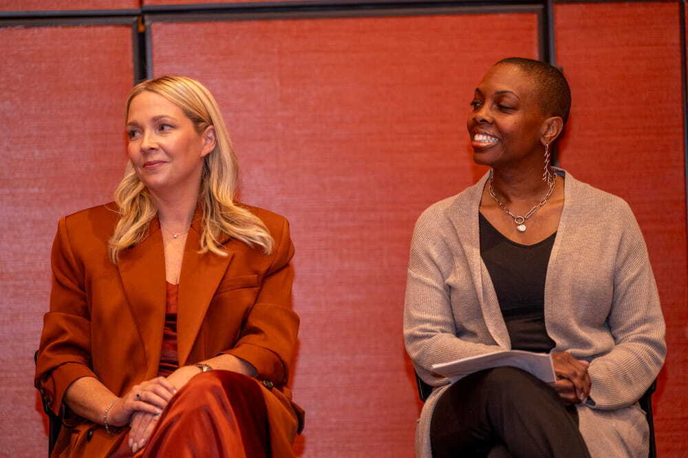 Panel speakers on stage